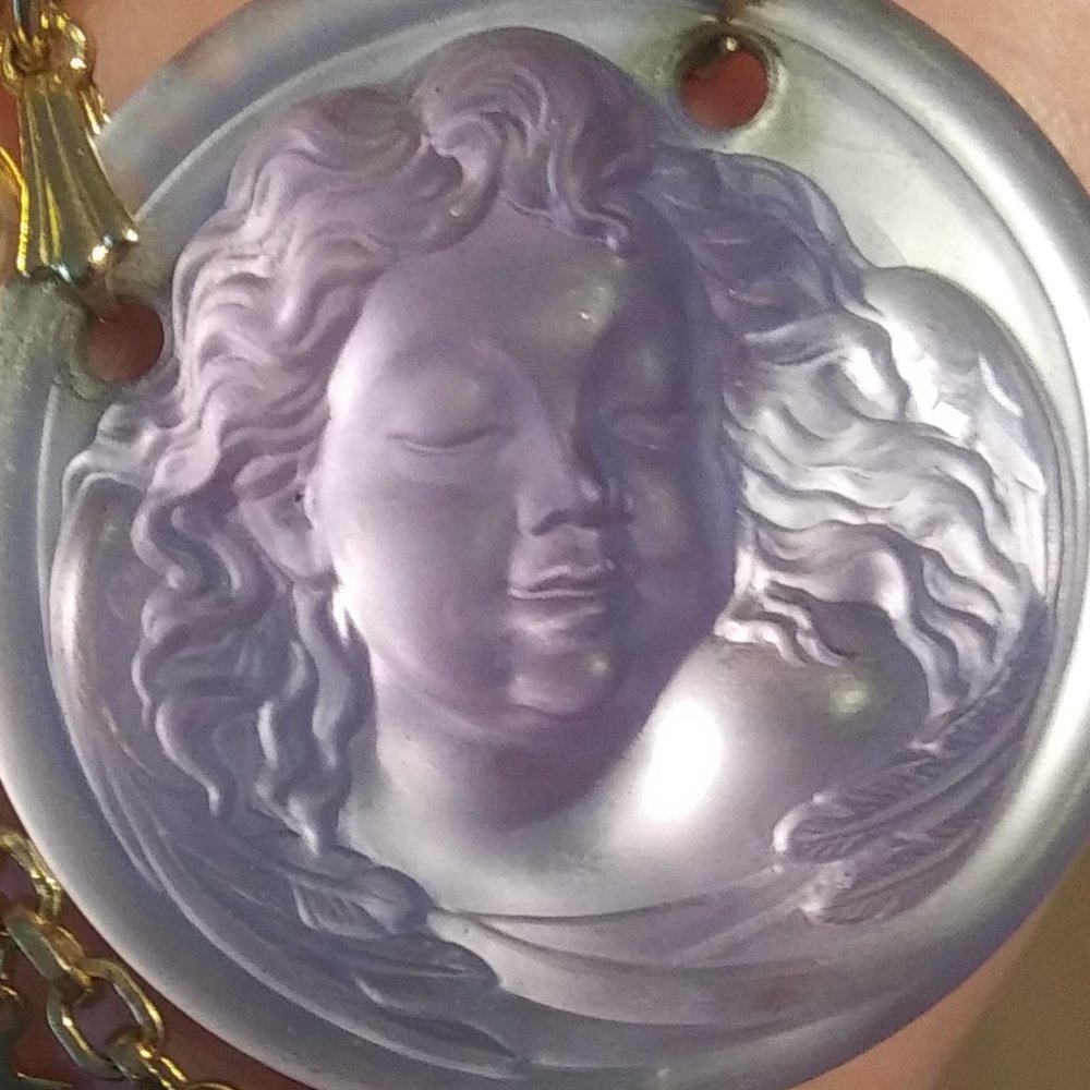 Kirks Folly Dream Angel Necklace Lavender raised cameo stars moon ethereal Flaws - Picture 11 of 16